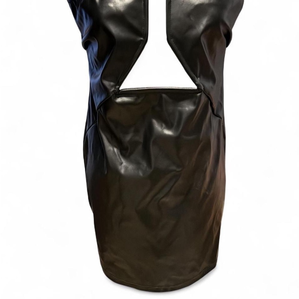 Elegant Black Faux Leather Dress